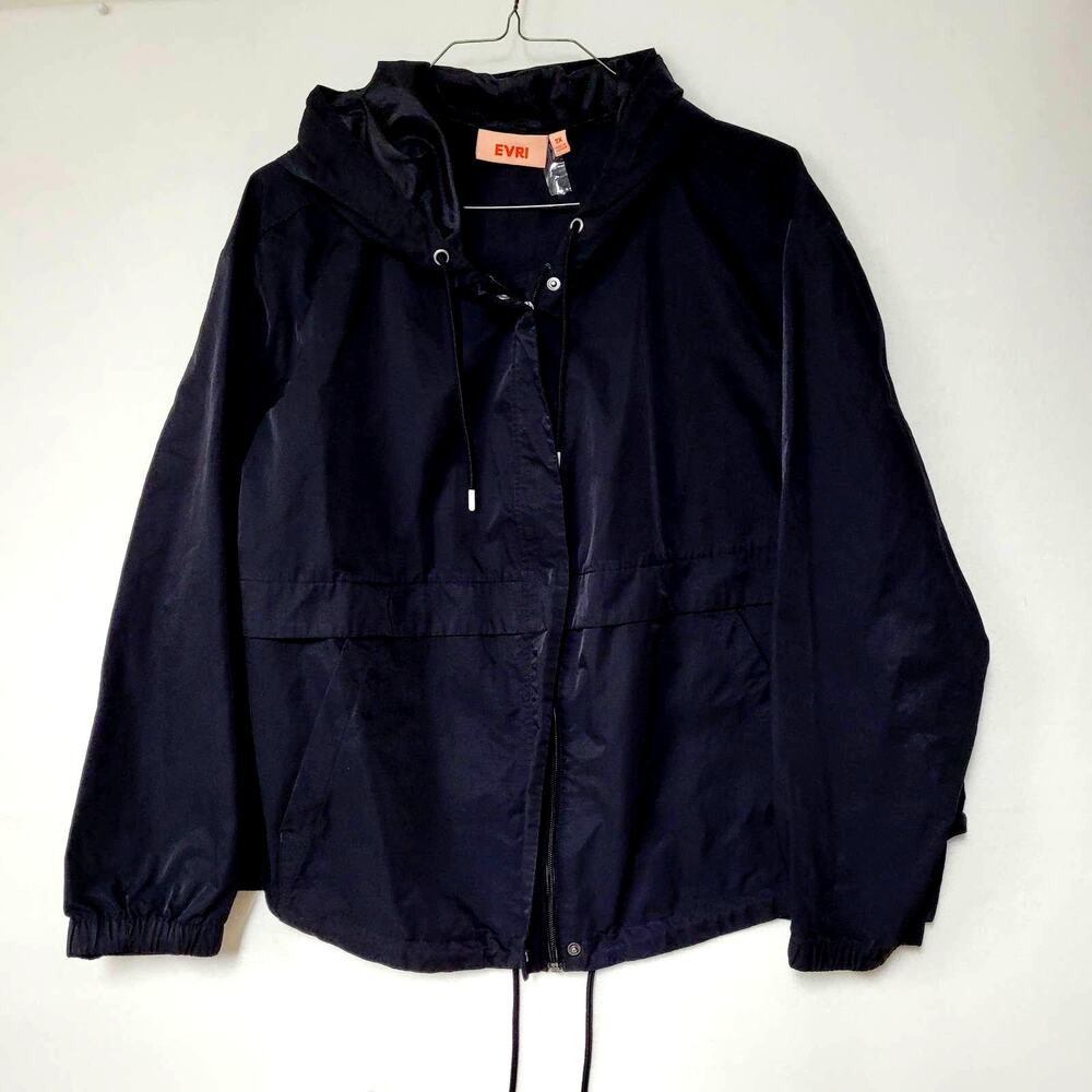 Evri Jacket Windbreaker with Hood Black 2X